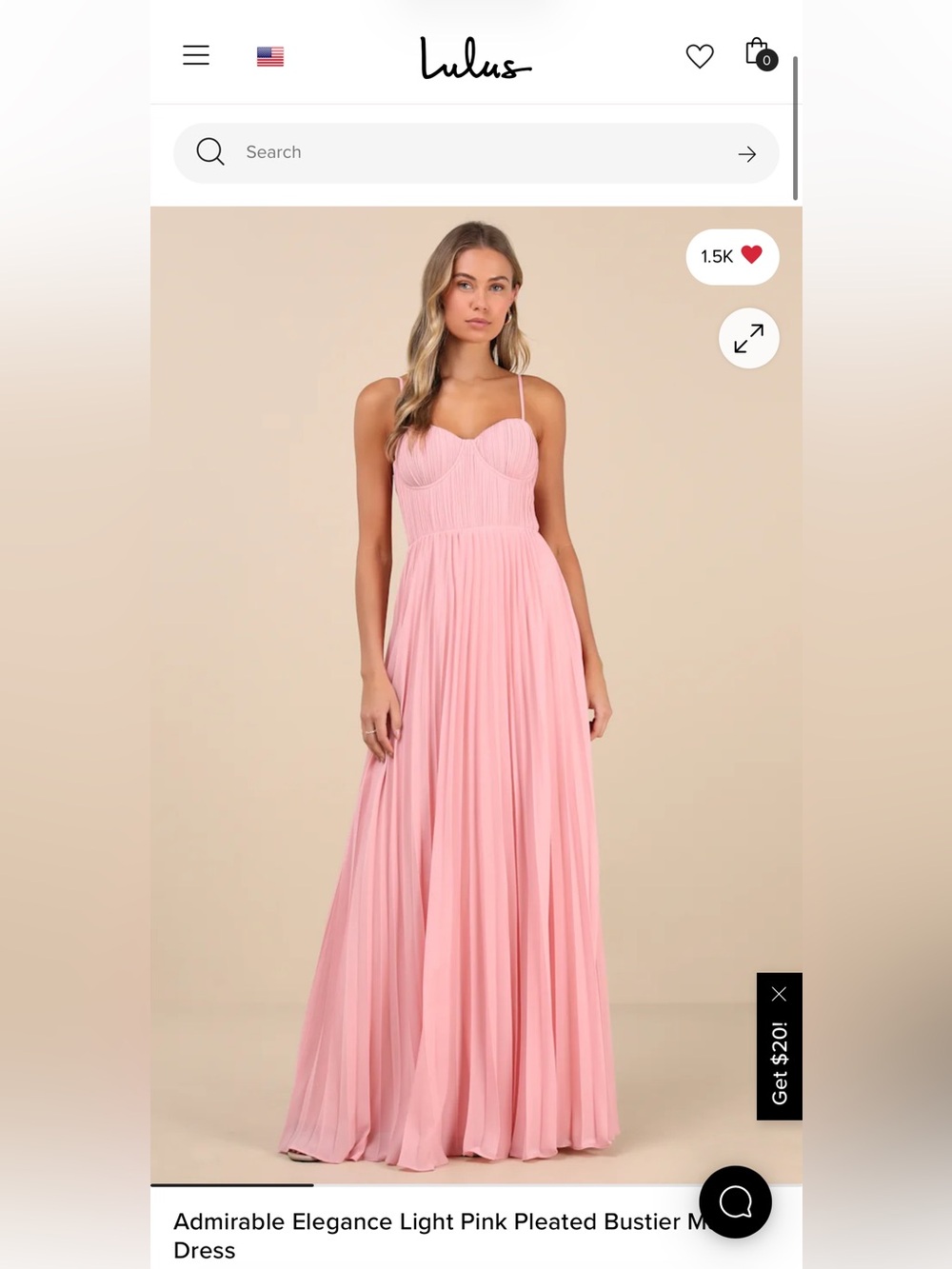 Lulu's Blush Pink Strapless Pleated Bustier Maxi Dress